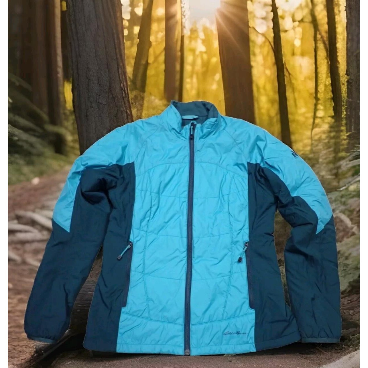 Eddie Bauer First Ascent Jacket Womens S Blue Excellent Primaloft Insulated Zip
